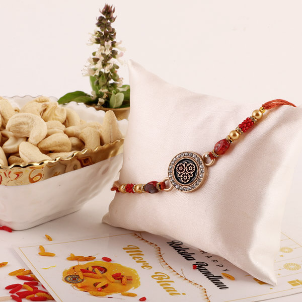 Three Flower Rakhi and Cashew