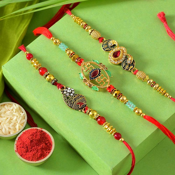 Stone Beaded Rakhi Set