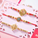 3 Religious Rakhi Set with Kaju Katli