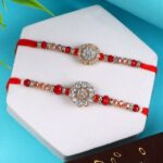 Premium Diamond Rakhi Set with Dark and Milk Chocolate - For UK