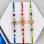 Set of 3 Colourful Rakhi with Lindt - For UK