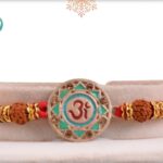 Divine OM Rakhi with Rudraksh and Diamond Rings