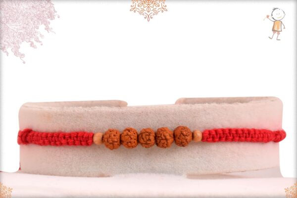 Finely Crafted Five Rudraksh Rakhi