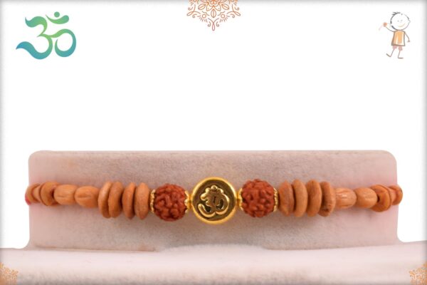 Beautiful OM Sandalwood Beads Rakhi with Rudraksh