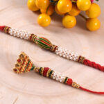 Meenakari Oval Beads with Pearls Bhaiya -Bhabhi Rakhi