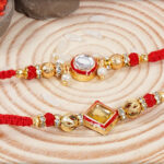 Dazzling Diamond Bhaiya Bhabhi Rakhi with Handcrafted Thread