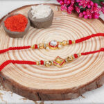 Dazzling Diamond Bhaiya Bhabhi Rakhi with Handcrafted Thread