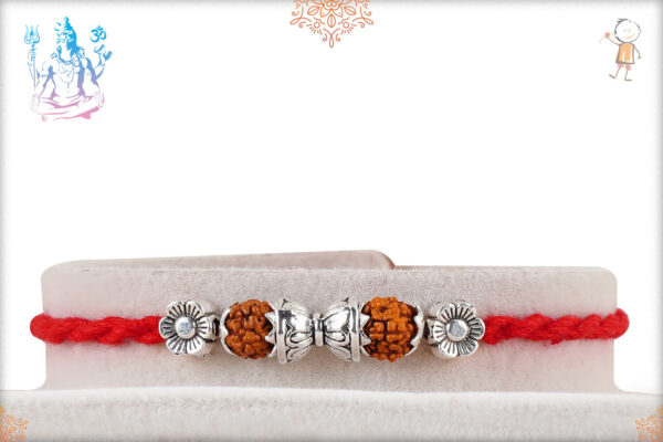 Silver Damaroo with Rudraksh Rakhi