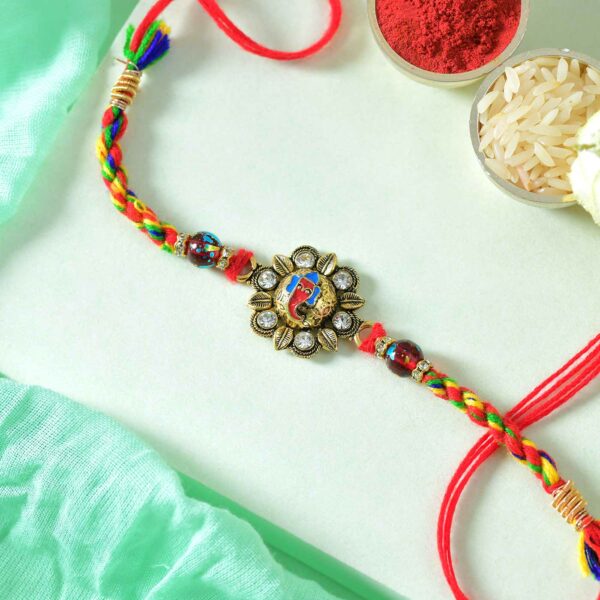 Multi Color Beaded Rakhi & Kaju Katli Send Rakhi To USA