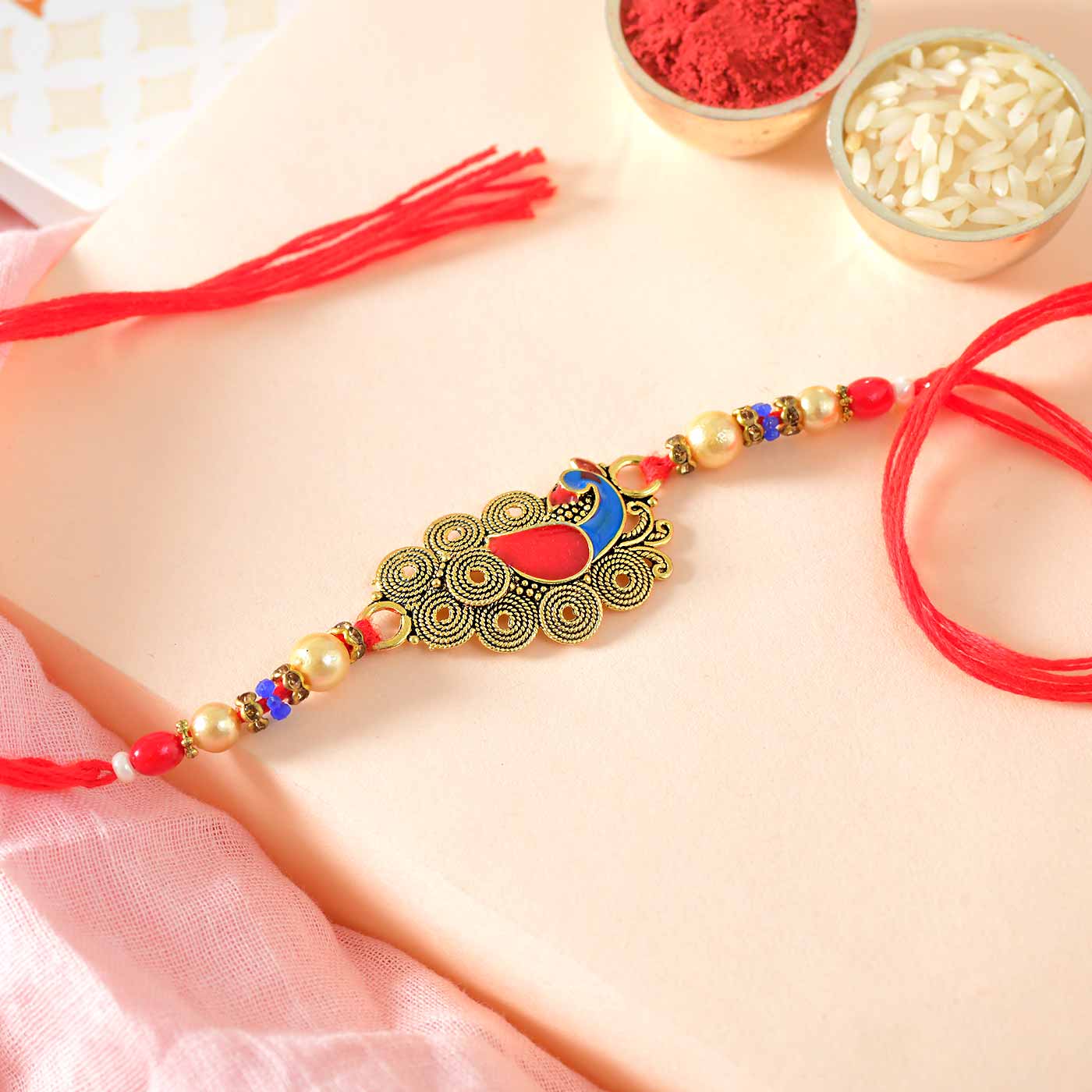 Meenakari Peacock Rakhi Send Rakhi To USA