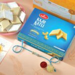 Blue Starry Rakhi with Kaju Katli