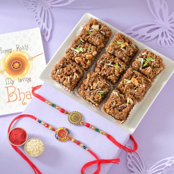 Dodha Barfi with Royal Rakhi Set