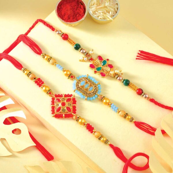 Fashionable Triple Rakhi Set