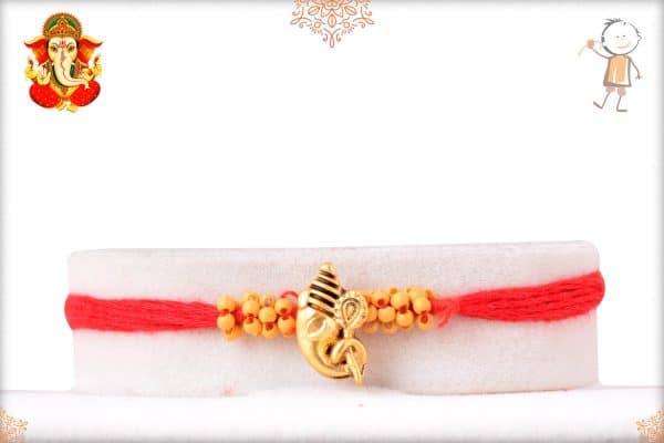 Uniquely Knotted Beads with Golden Ganesh Rakhi
