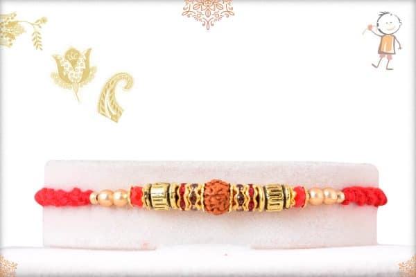 Delicate Rudraksh Rakhi with Beads