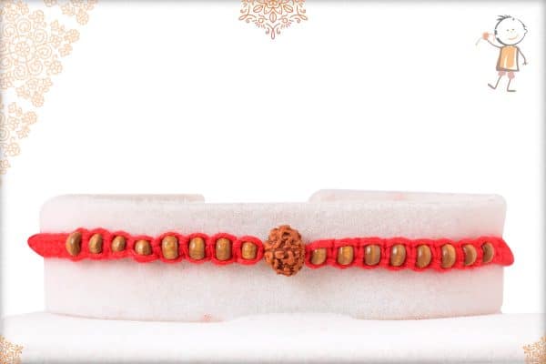 Uniquely Knotted Rudraksh Rakhi with Small Beads