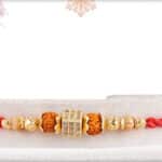 Stunning AD Rakhi with Rudraksh and Sandalwood Beads