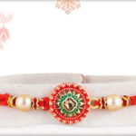 Traditional Rakhi with Golden Beads and Handcrafted Thread