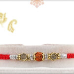 Finely Crafted Rudraksh Rakhi with Designer Ganga-Jamuna Beads