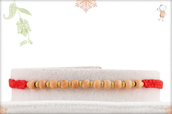 Delicate Sandalwood Beads Rakhi with Handcrafted Thread