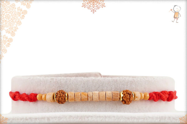 Unique Sandalwood Beads with Rudraksh Rakhi