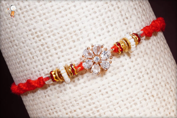 Stunning AD Stone Rakhi with Handcrafted Thread