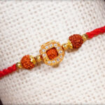 Attractive Diamond Rakhi with Rudraksh