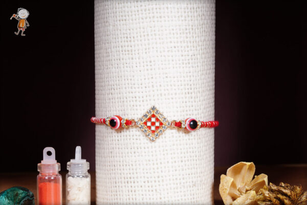 Red Evil Eye Diamond Rakhi