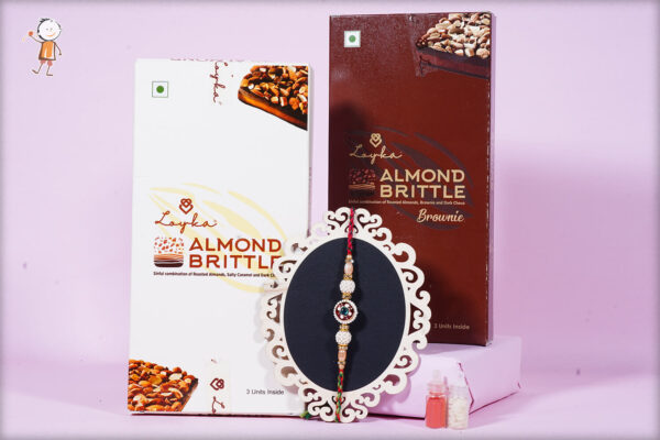 Royal Pearl Rakhi with Almond Brittle Combo