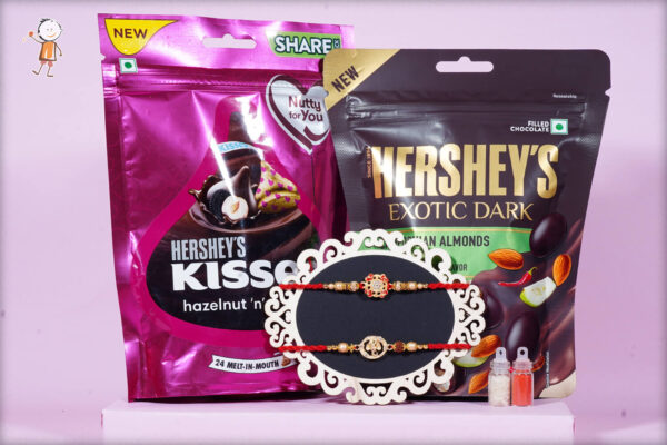 Set of 2 Rakhi with Hershey's Kisses and Choco Almonds